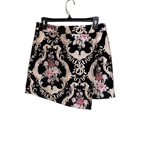 Versona Jacquard Mini Skirt Black W/gold Pink Size 8 - Picture 1 of 8